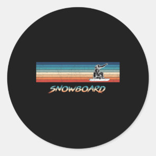Adesivo Redondo Presente de Snowboard Retro Vintage Snowboard