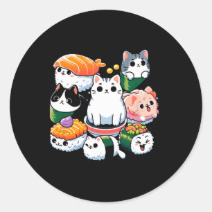 Adesivo Redondo Presente de Sobrecarga Sushi Gata Sushi com Anime