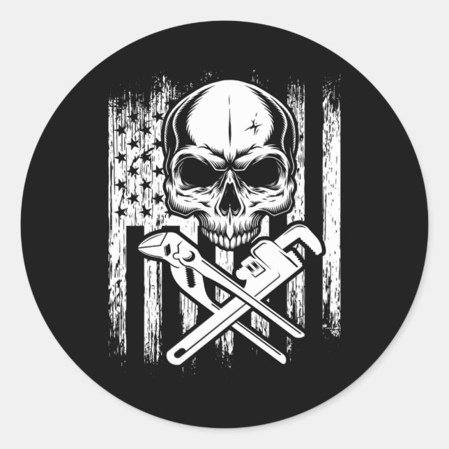 Adesivo Redondo Presente de Trabalho Ferramentas de Canalização de (Frente)