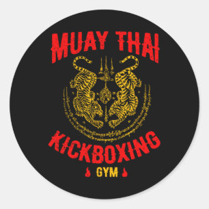 Adesivo Redondo Presente de Treinamento de Muay Thai Kickboxing Ti