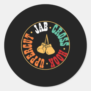 Adesivo Redondo Presente de Treino de Kickboxing de Boxeador Jab C