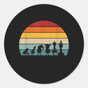 Adesivo Redondo Presente De Vintage Retro De Evolução De Xadrez 