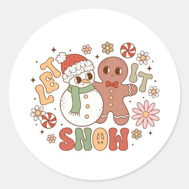 Adesivo Redondo Presente de Xmas que deixe nevar (Frente)