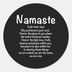 Adesivo Redondo Presente Definição de Namaste Ioga Meditação Budis