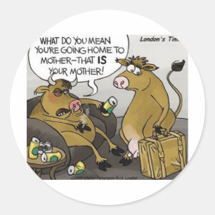 Adesivo Redondo Presente Divórcio Vaca Touro Engraçado Cartoon & C