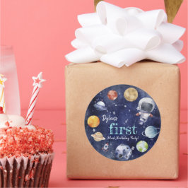 Adesivo Redondo Presente do Aniversário de criança do Planeta Galá