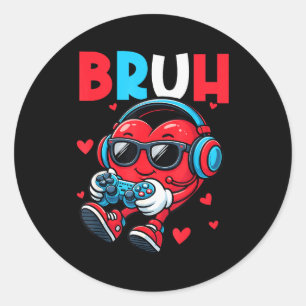 Adesivo Redondo Presente do Controlador de Vídeo Game Bruh Heart G
