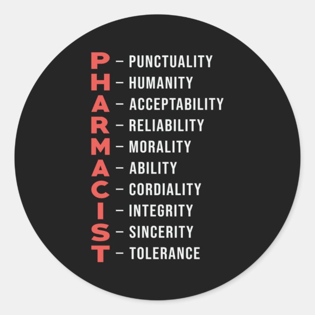 Adesivo Redondo Presente do Farmacêutico Técnico de Medicina da Fa (Frente)