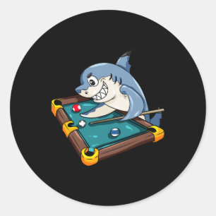Adesivo Redondo Presente do jogador de Piscina de tubarão Billiard