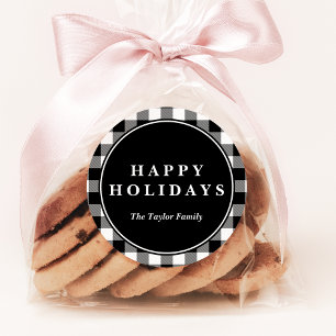 Adesivo Redondo Presente do Natal do teste padrão da xadrez do