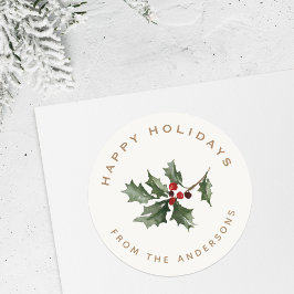 Adesivo Redondo Presente do Nome da Família Mistletodo Natal