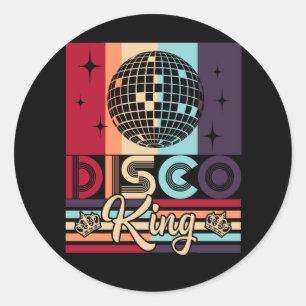 Adesivo Redondo Presente do partido Dança Vintage King 1970s Vint