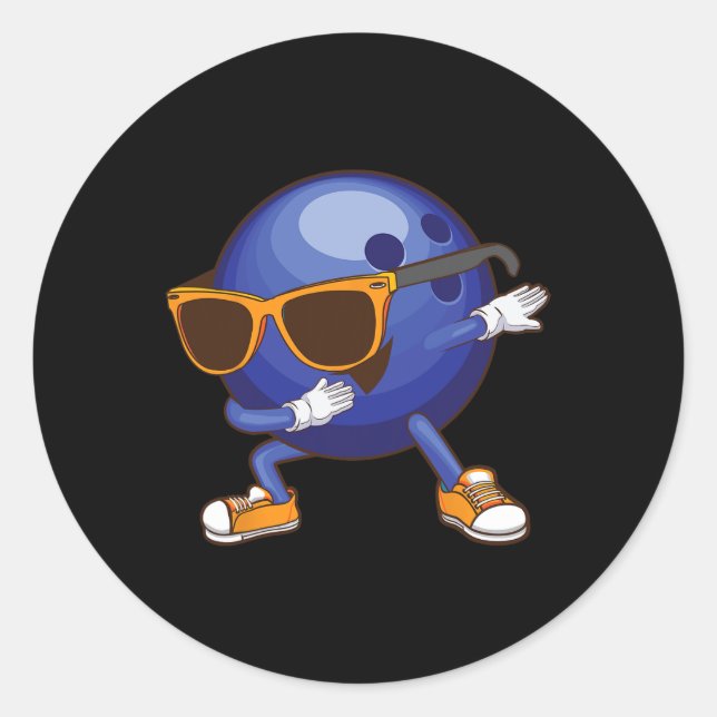 Adesivo Redondo Presente engraçado de bowling com dabbing para cri (Frente)