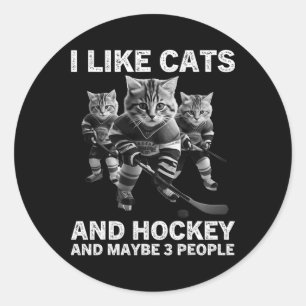 Adesivo Redondo Presente Engraçado de Hockey de Gato para Introver