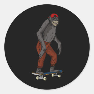 Adesivo Redondo Presente Engraçado de Macaco de Skate para Skate e