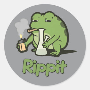 Adesivo Redondo Presente engraçado de Rippit Funny Frog Stoner, Rã