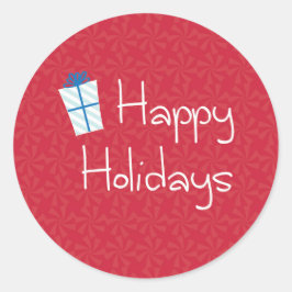 Adesivo Redondo Presente envolvido com Peppermint vermelho boas