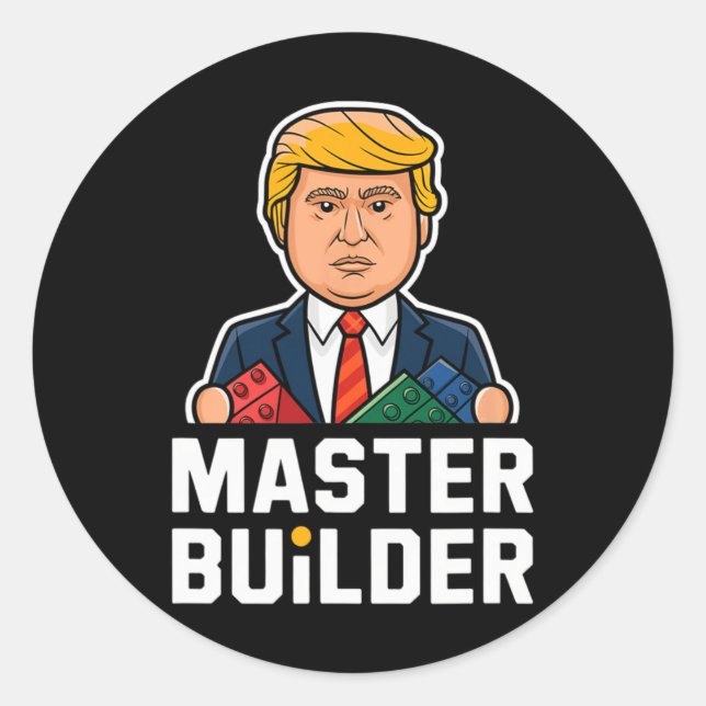 Adesivo Redondo Presente Funny Trump Master Builder (Frente)