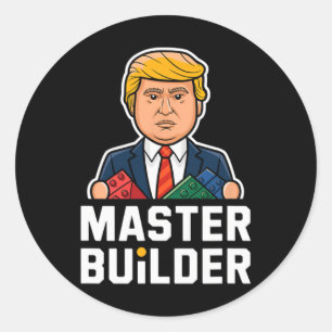 Adesivo Redondo Presente Funny Trump Master Builder