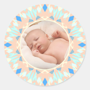 Adesivo Redondo Presente Macio e Bonito Azul Personalizado com Fot