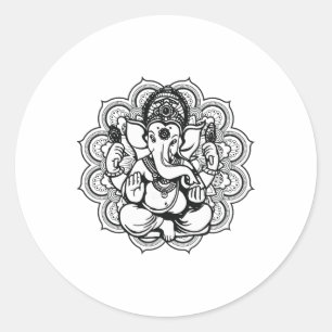 Adesivo Redondo Presente Mandala Hindu Ganesha Deus Hinduísmo Yoga