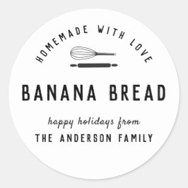 Adesivo Redondo Presente moderno de Natal preto e branco