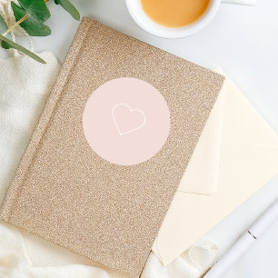 Adesivo Redondo Presente Moderno, Rosa e Coração Minimalista, Bo