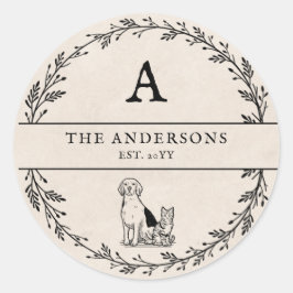 Adesivo Redondo Presente Monograma Minimalista Bege Neutro para Re