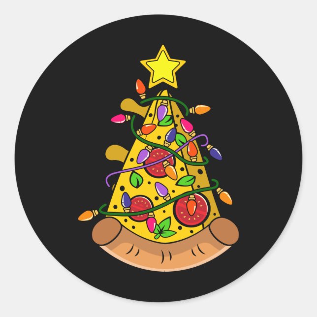 Adesivo Redondo Presente na árvore de Natal da Pizza, Costumes de  (Frente)
