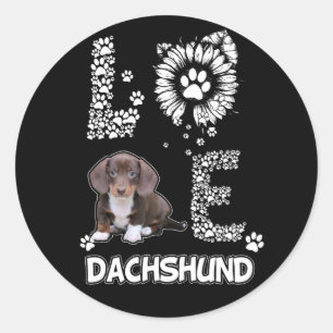 Adesivo Redondo Presente no cão Dachshund Lovely Flower