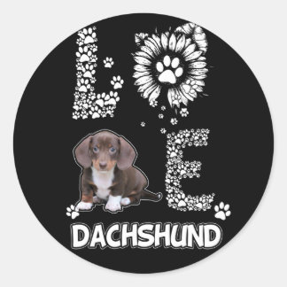 Adesivo Redondo Presente no cão | Dachshund Lovely Flower