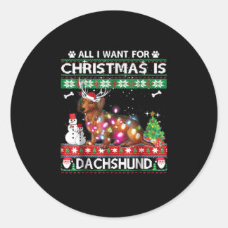 Adesivo Redondo Presente no cão | O Natal É Dachshund