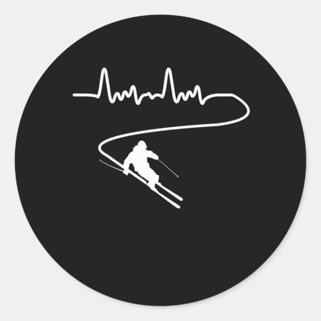 Adesivo Redondo Presente no esporte Legal de inverno com Esqui de  (Frente)