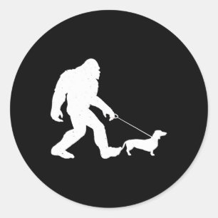 Adesivo Redondo Presente para cães Pé Grande Andando Dachshund