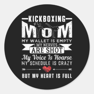Adesivo Redondo Presente para Mãe de Kickboxing Feminino Citações
