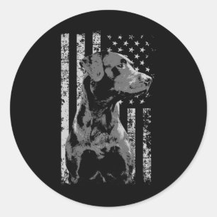 Adesivo Redondo Presente Patriótico Bandeira EUA Labrador Preto Pa
