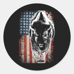 Adesivo Redondo Presente Patriótico Bisonho Bandeira Americana Búf