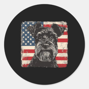 Adesivo Redondo Presente Patriótico do Cão Schnauzer Miniatura par