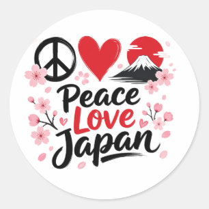 Adesivo Redondo Presente Paz Amor Japão para Amantes do Japão