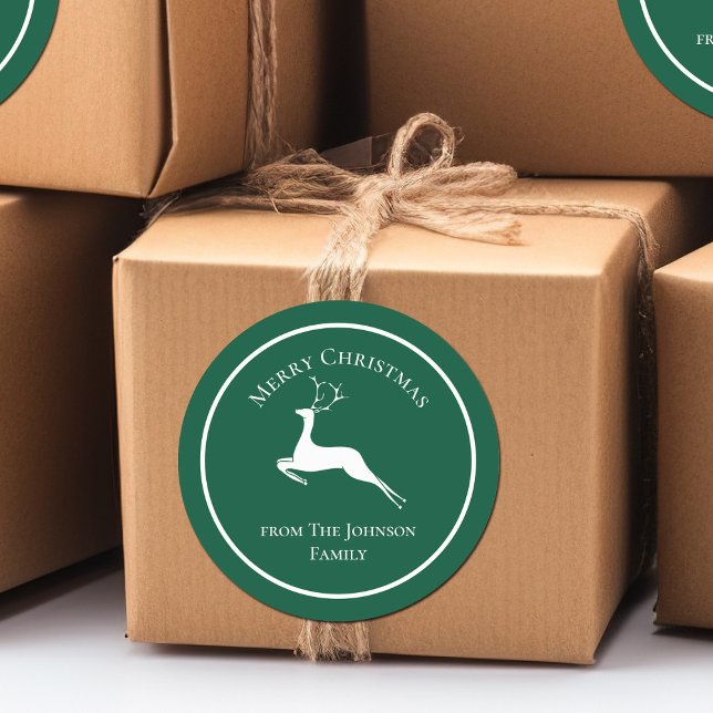 Adesivo Redondo Presente Personalizado de Reinador de Natal Elegan (Criador carregado)