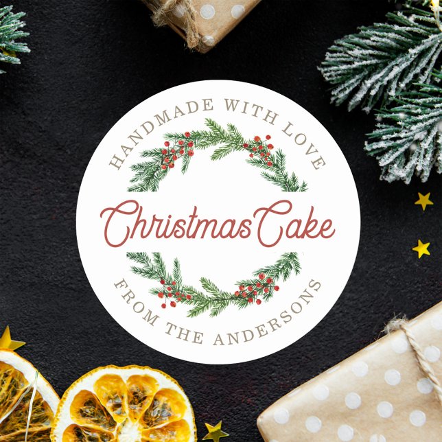 Adesivo Redondo Presente Rustic Berry Wreath Holiday Baking (Criador carregado)
