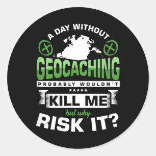 Adesivo Redondo Presente Sem Geocaching Caça-Tesouro GPS Caches