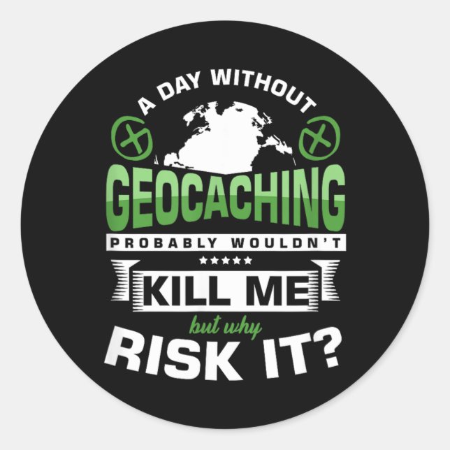 Adesivo Redondo Presente Sem Geocaching Caça-Tesouro GPS Caches (Frente)