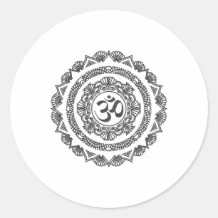 Adesivo Redondo Presente Símbolo Om Mandala Yoga Buda Iogue
