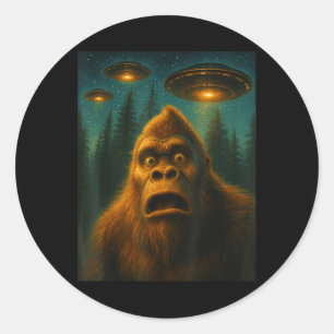 Adesivo Redondo Presentes Bigfoot Sasquatch Alien Ufo Noite Estrel