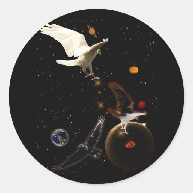 Adesivo Redondo Presentes Brancos de "Espontamento da Criação" (Frente)