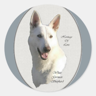 Adesivo Redondo Presentes brancos do german shepherd