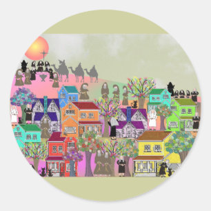 Adesivo Redondo Presentes católicos de arte monge e católica