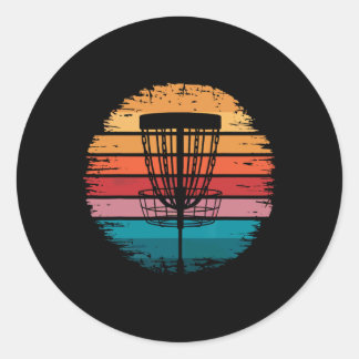 Adesivo Redondo Presentes Cesta de Disc Golf Retro Para Jogadores
