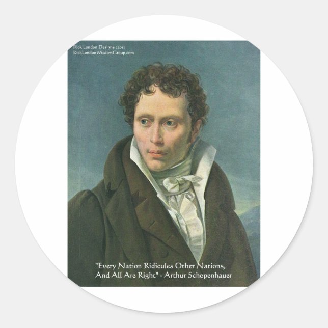 Adesivo Redondo Presentes com Citação de Arthur Schopenhauer "Naçõ (Frente)